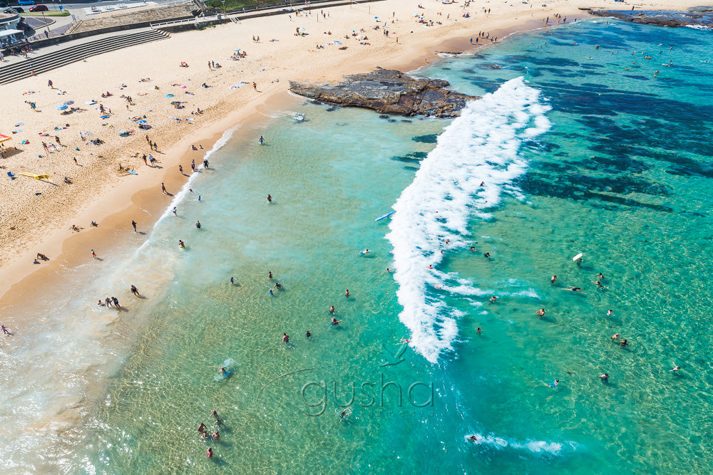 An aerial photo of Newcastle Beach in Newcastle, Australia